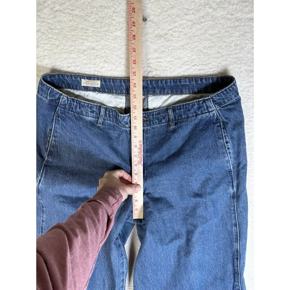 Levis Baggy Jeans Womens 38x31 Blue Premium Mile High Cropped Wide Leg Denim